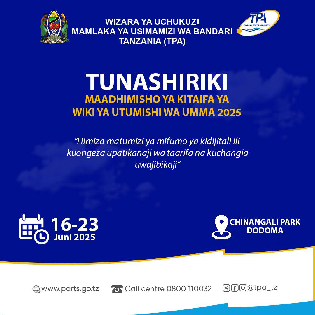 TUNASHIRIKI MAADHIMISHO YA KITAIFA YA WIKI YA UTUMISHI WA UMMA 2025
